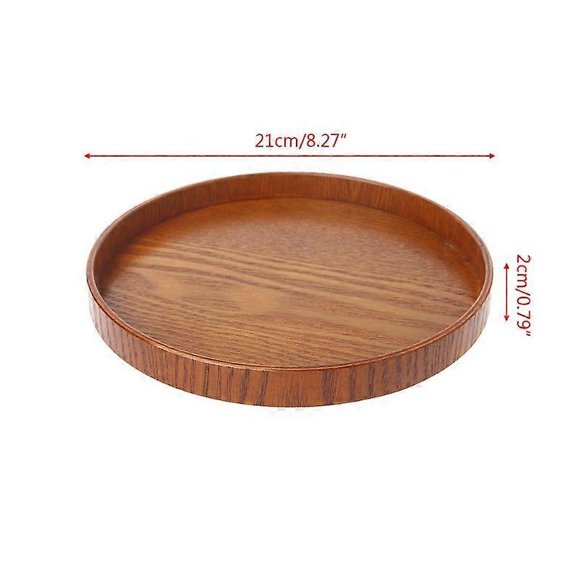 Natural Wooden Round Plate Tea Fruit Food Bakery Serving Tray Dishes Platter New