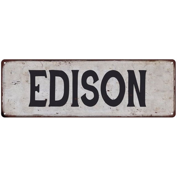 EDISON Vintage Look Rustic Metal City State Sign 6 x 18 High Gloss Metal 206180041053