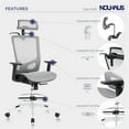 thumbnail image 5 of Nouhaus High Back Drafting Office Chair Ergonomic Mesh Computer Chair with Adjustable Footrest, Headrest, Armrest and Integrated Coat Hanger, Swivel Desk Chair Tilt Function, 5 of 7