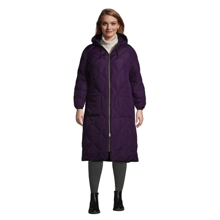 Lands' End Women's Plus Size Insulated Quilted Maxi Primaloft ThermoPlume Coat