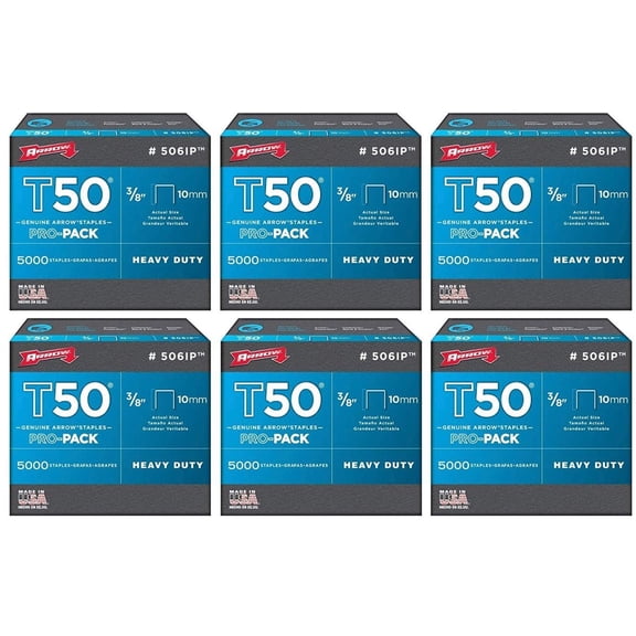 Arrow Fastener 506IP 3/8" T50 Staples, 6-Pack