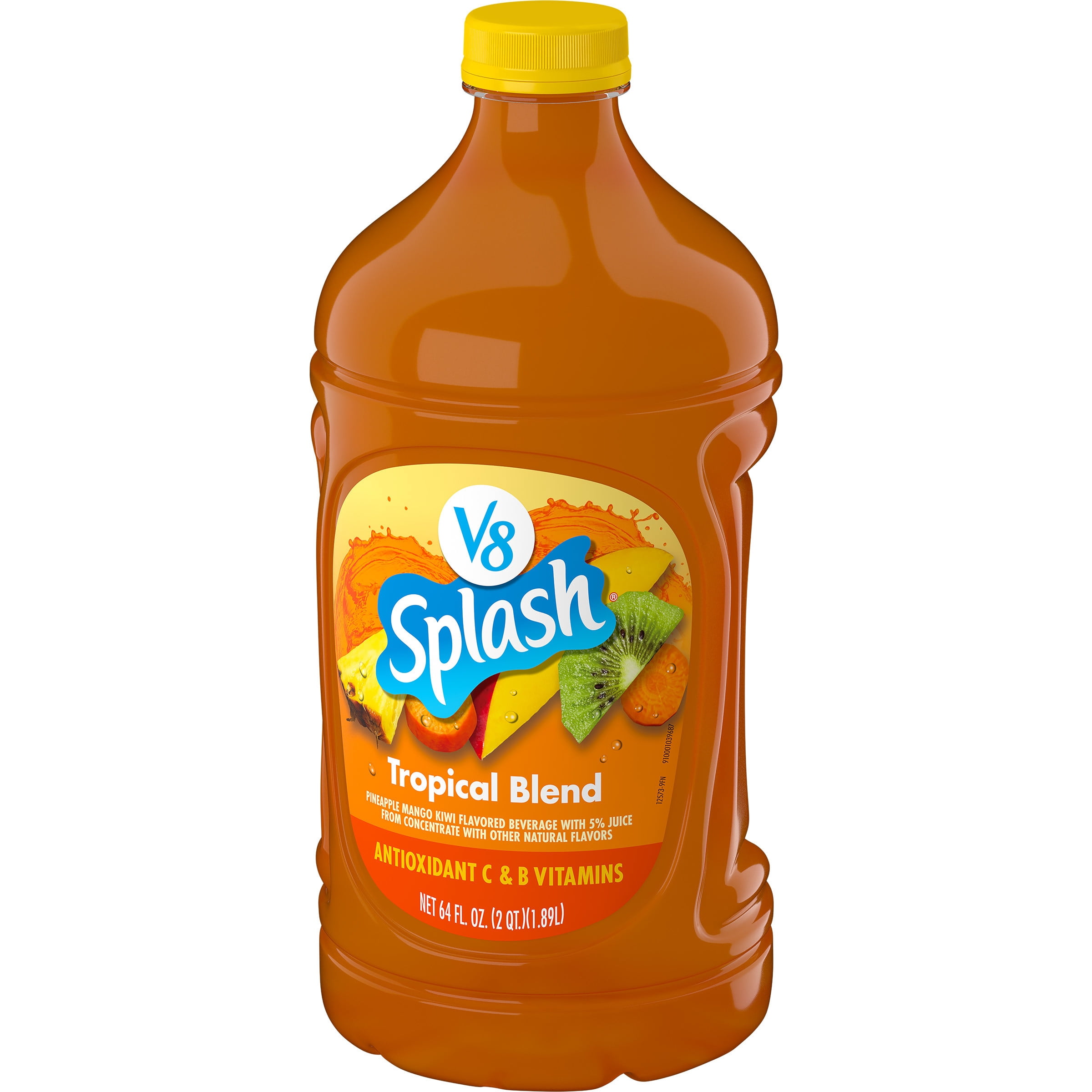(4 pack) V8 Splash Tropical Blend Flavored Beverage, 64 fl oz Bottle