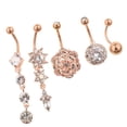 thumbnail image 1 of tredstone Stylish Stainless Steel Maple Leaf Dangle Navel Ring Belly Button Ring 5Pcs Style A 1Set, 1 of 6