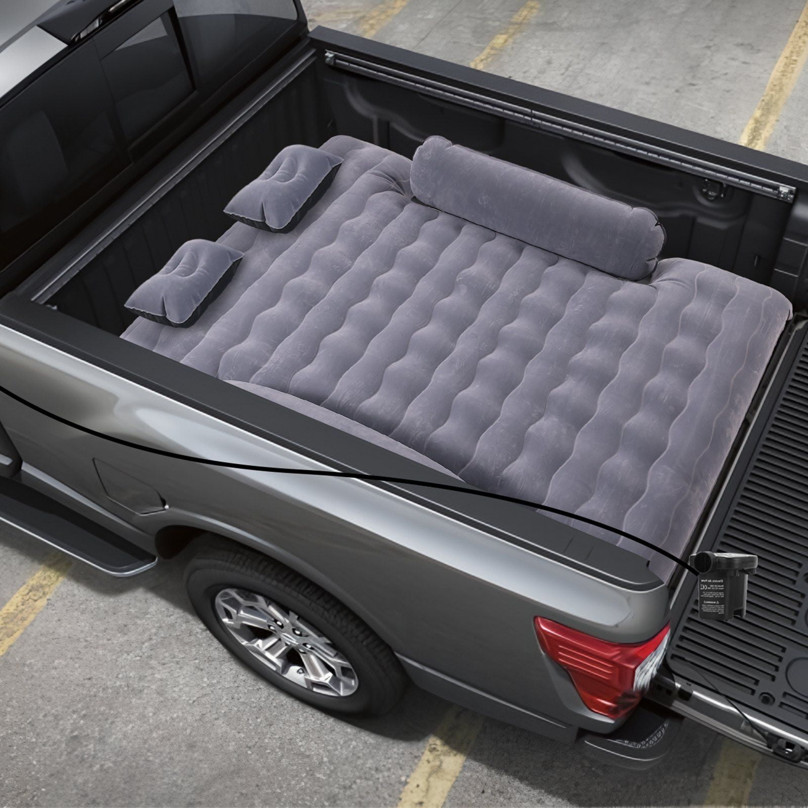 Truck Bed Air Mattress for 6-6.5 ft Beds, Inflatable Camping Mattress w/ 12V Pump, 2 Pillows & Bag, Fits Ford F150/250/350, Chevy Silverado, Dodge Ram