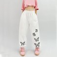 thumbnail image 2 of IROINNID Sweatpants for Women Ladies Pants Hippie Punk Trousers Streetwear Jogger Pocket Solid Loose Overalls Long Pants,White, 2 of 4