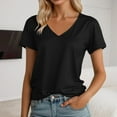 thumbnail image 2 of Lixiuxyad Loose Fit Tee Women's V Neck T Shirt Soft Comfortable Casual Basic Tee For Everyday Wear And Summer Outfits,Black L, 2 of 5
