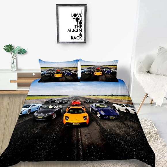 Vintage Bed Cover Suit 3D Luxury Car Printed Bedding Sets Highend Fashionable Unique Design,Twin (68"x86")