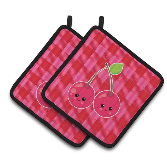 Carolines Treasures BB6985PTHD Cherry Faces Pair of Pot Holders, 7.5HX7.5W, multicolor