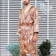 thumbnail image 3 of Defitshape Men's Silk Bathrobe Shorts Long Sleeves Satin Pajama Set Pockets Soft Kimono Robe Set Golden US L (Tag3XL), 3 of 5