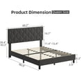 thumbnail image 2 of Queen Size Platform Bed Frame with Upholstered Headboard, Fabric Upholstered Bed Frame with Adjustable Headboard, Bed Frame with Diamond Pattern and Soft Fabric, Wood Slat Support, Grey, 2 of 9