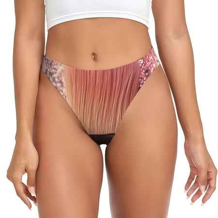 Rateoe Makeup Brush on Pink Glitter Pattern Seamless Women Underwear Thongs No Show Ladies Thong No Line Breathable Comfortable Panties Undies for Women-X-Large