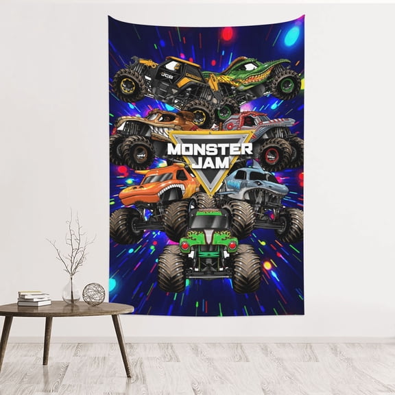Monster Trucks-Jam Tapestry 60 x 40 Wall Hanging Tapestries Art Banner for Bedroom Dorm Living Room Decorate