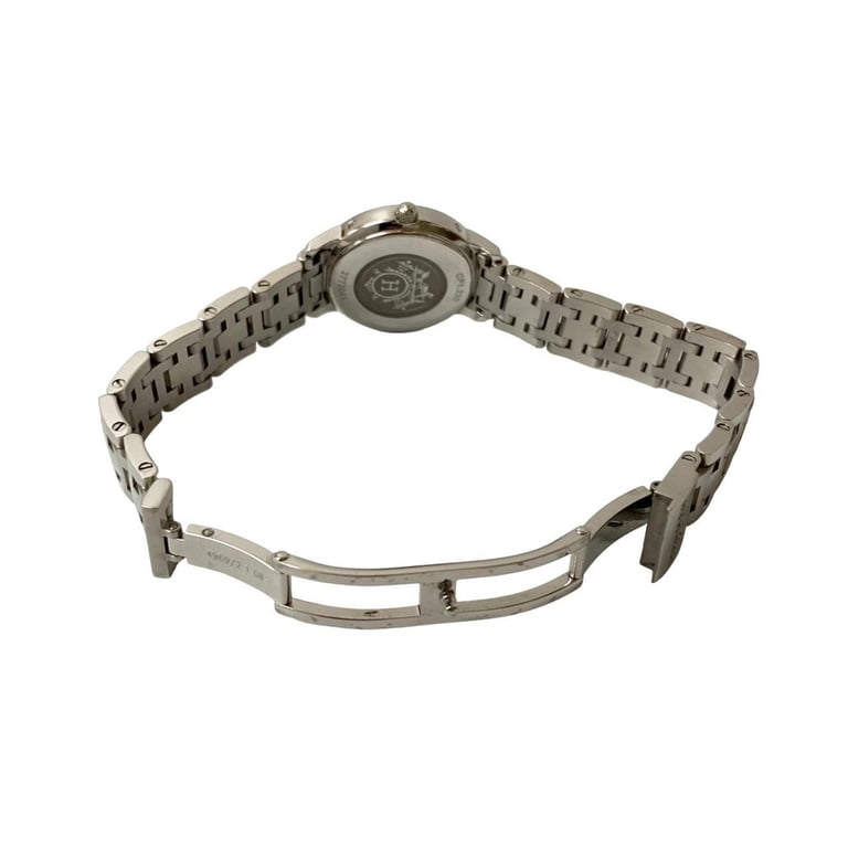 Hermes Clipper Diamond Bezel Quartz Stainless Steel Watch Silver Hermès Vintage - Diamond Clipper Nacre Watch - Silver  main image 3