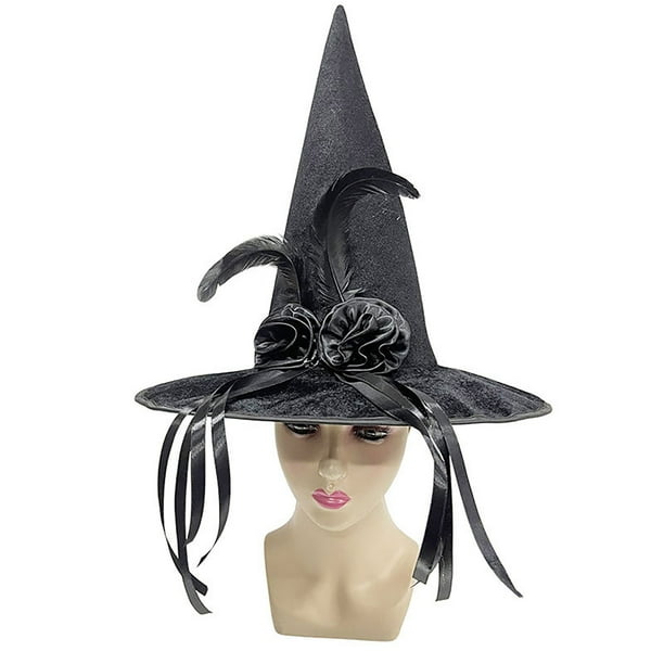 Sombrero de niña de llama roja de Halloween Sombrero de bruja rosa Sombrero de bruja negro