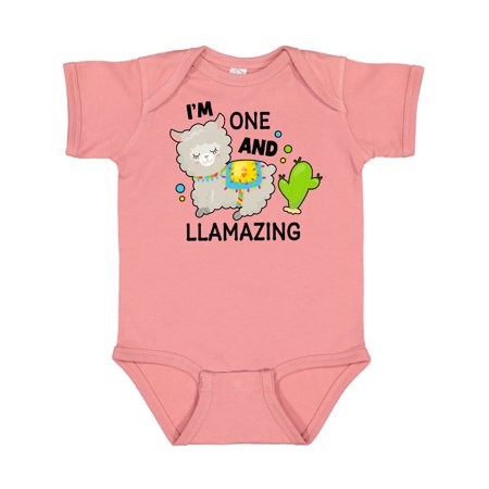 

Inktastic Im One and Llamazing with Llama and Cactus Gift Baby Boy or Baby Girl Bodysuit