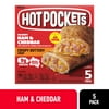 Hot Pockets Hickory Ham and Cheddar, Crispy Buttery Crust, Frozen Snack, 5 Pack 22.5 oz
