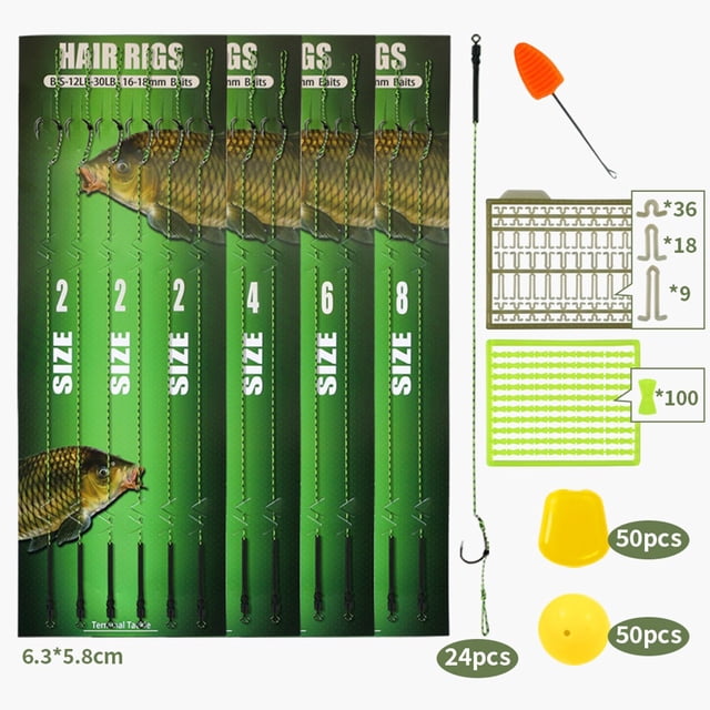 Carp Fishing Hair Rigs Kit Boilies Fishing Bait Rig Curved Barbed Carp Hooks