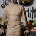 thumbnail image 2 of Unisex Chef Jacket, Long Sleeve Water Resistant Kitchen Uniform with Buttons for Chefs Bakers Restaurant Staff Durable Comfortable,Khaki M, 2 of 4