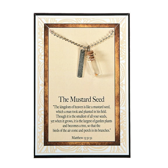 Mustard Seed Necklaces W/ Card - Party Favors - 12 Pieces