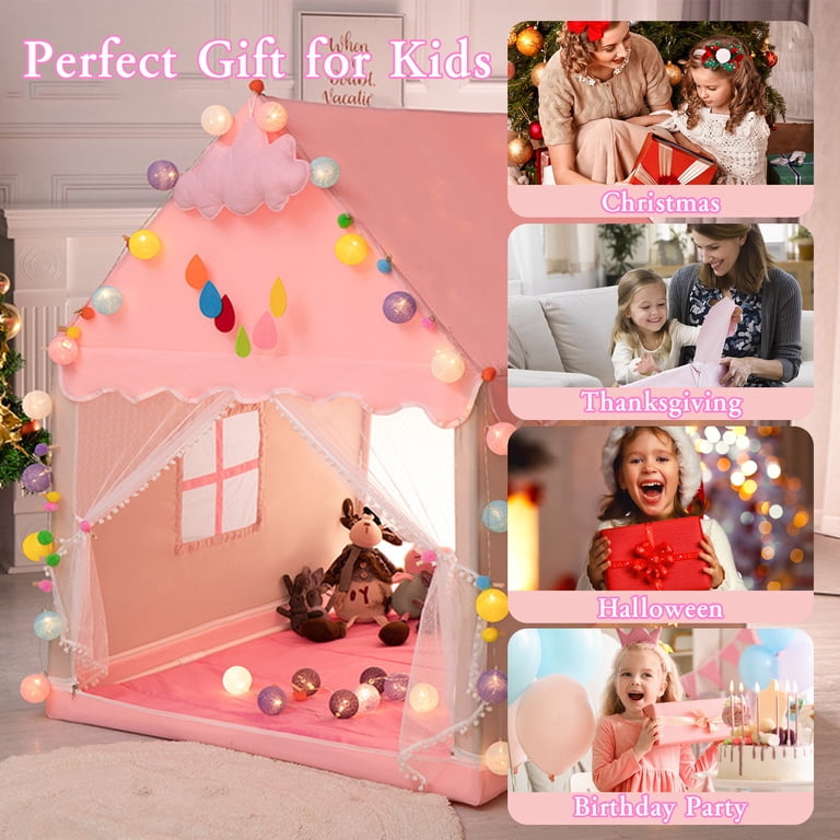Keyahappy Princess Castle Play Tent with Lights, Pink photo 3