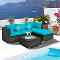 thumbnail image 4 of Patiojoy 5-Piece Outdoor Patio Sectional Rattan Sofa Set with Soft Back and Seat Cushion Turquoise, 4 of 7