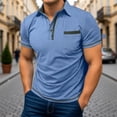 thumbnail image 2 of CHENHANN Polo Shirt for Men Short Sleeve Button Down Shirt Loose Fit Sky Blue Men T Shirts, 2 of 5