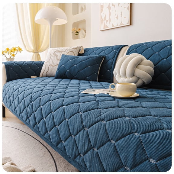 XmhyTop-A Winter Corduroy Sofa Cover Couch Cover Protector, Soft Non Slip Couch Cover Pet Dog Sofa Protector for Sectional Sofa,70x70cm,1 Piece,Blue