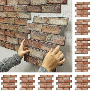 Effortless Application Wall Panels, Natural Brick Feeling, 10PCS PVC Faux Brick, Peel And Stick For Bedroom, Living Room Decor (Red)