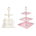 thumbnail image 1 of 2 Pcs Square 3-tier White Cupcake Stand Dessert Plates Stand, 1 of 5
