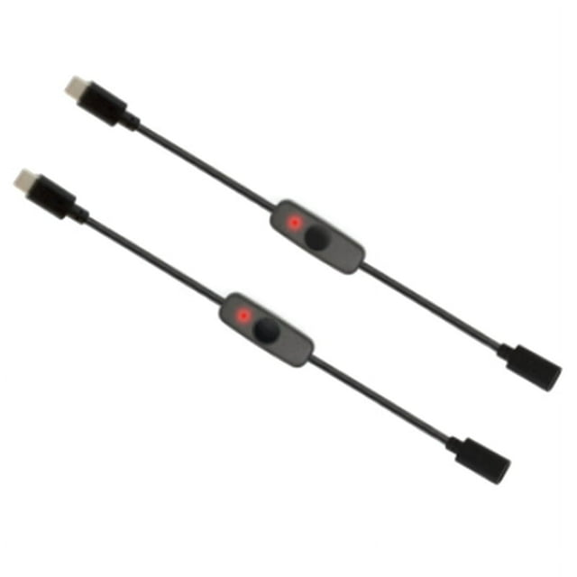 Interruptor de encendido USB tipo C con luz indicadora, cable de extensión USB-C macho a hembra para Raspberry Pi 4B, 2 unidades
