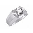 thumbnail image 3 of RYLOS Men's Rings Sterling Silver Rings Classic Designer  9X7MM Oval Gemstone &  Diamond Ring White Topaz April Birthstone Ring Size 9, 3 of 7