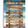thumbnail image 2 of Inspirational Wall Art - 7 Rules of Life Motivational Canvas Wall Decor Beach Positive Quotes Living Room Rustic Framed Art Gift for Bedroom Bathroom (12 x 15 inch, Brown - 7 Rules), 2 of 5