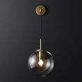 thumbnail image 2 of Modern Wall Lamp,Smokey Grey Glass Wall Sconces,Vintage Brass Finish, Adjustable Length Wall Light for Living Room Bedroom Bathroom Vanity,Gold,20cm, 2 of 7