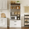 thumbnail image 7 of TROPOW Kitchen Pantry Cabinet with Doors and Shelves, Freestanding Tall Kitchen Cabinet with Microwave Stand, Hutch Cabinet for Kitchen, Living Room, Bathroom,White, 7 of 7