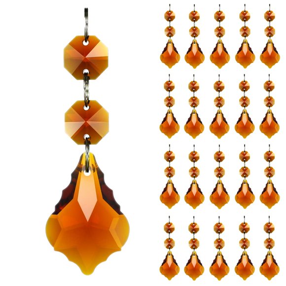 Adorno Colgante GOLDENHAITAI 20 piezas Hojas de Cristal Ámbar de 38 mm