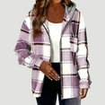 thumbnail image 2 of Womens Lightweight Casual Jackets 2026 Plaid Long Sleeve Shacket Fleece Lined Hooded Jackets Warm Coats, 2 of 5