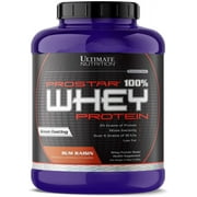 Ultimate Nutrition Prostar Whey Protein Powder, Low Carb Protein Shake with Bcaas, Blend of Whey Protein Isolate Concentrate and Peptides, 25 Grams of Protein, Keto Friendly, 5 Pounds, Rum Raisin