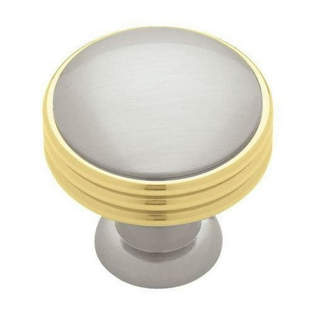 Geometric Ringed 1.38" Round Knob, Round Knob, Contemporary, Brass, Nickel, Metal