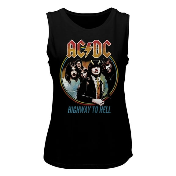 AC/DC Highway To Hell Tricolor Black Women's Muscle Tank Top T-Shirt
