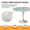 thumbnail image 2 of Elastic Fitted Round Tablecloth, Teal Red Coastal Waterproof Stretch Table Cover for 55"-60" Tables, Nautical Seahorse Beach Coral Starfish Washable Outdoor Tablecloths for Patio, Picnic, Camping, 2 of 9