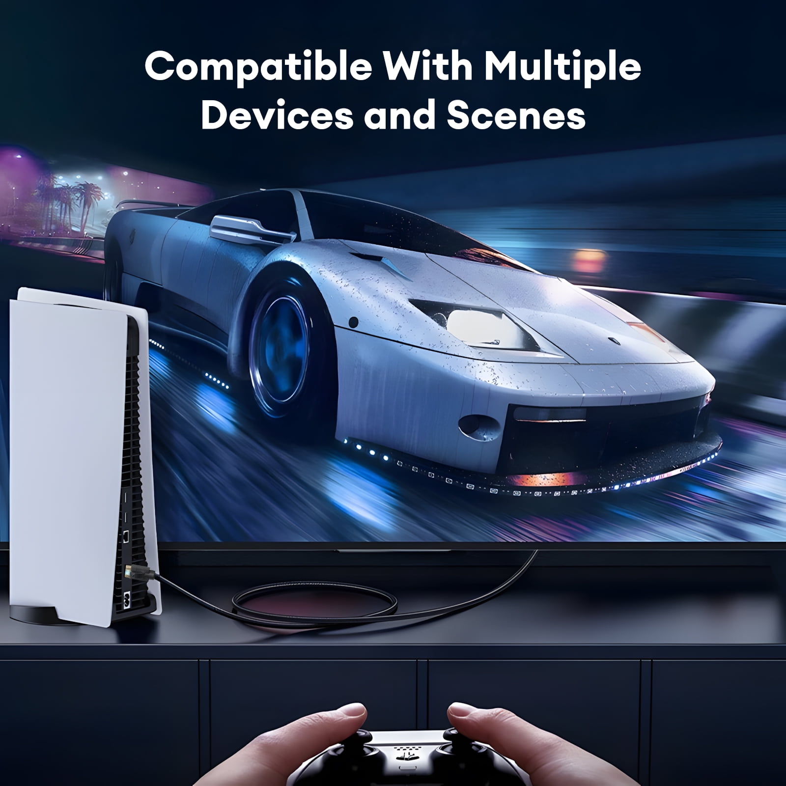 Cat8 Ethernet Cable 50ft, High Speed Braided 40Gbps 2000Mhz Network Cord Cat8 RJ45 Shielded Indoor Heavy Duty LAN Cables Compatible for Gaming PC PS5 Xbox Modem Router