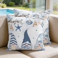 thumbnail image 2 of 16x16 Pillow Covers Set of 2, Coastal Eucalyptus Square Throw Pillow Covers for Couch/Sofa/Living Room, Vintage Ocean Blue Gnomes Starfish Leaf Decorative Soft Pillowcases for Couch Throw Pillows, 2 of 9