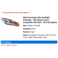 thumbnail image 2 of Right Passenger Side Headlight Assembly - with Chrome Insert - Compatible with 2009 - 2010 Kia Optima, 2 of 2