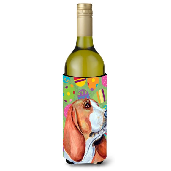 Carolines Treasures LH9422LITERK Basset Hound Easter Eggtravaganza Wine Bottle Hugger Wine Bottle multicolor