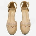 thumbnail image 3 of Dream Pairs Women's Comfort Wedge Espadrilles Sandals Ankle Strap Close Toe Platform Shoes Amanda-2 Nude Size 7.5, 3 of 5