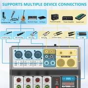 Aveek Professional Audio Mixer, Sound Board Mixing Console with 5 Channel Mixer, Stereo DJ Mixers for Recording, Live Streaming, Podcasting