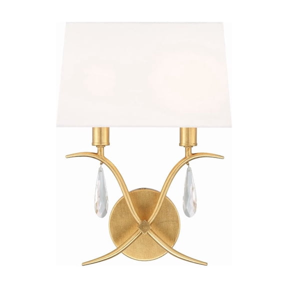 ROL-18802-GA Crystorama Lighting Rollins - 2 Light Wall Mount-14 Inches Tall and 10 Inches Wide