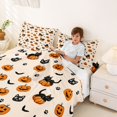 thumbnail image 3 of Manfei Spooky Print Halloween Bed Sheets,Cartoon Black Cat Full Size Sheets,4 Pieces,1 Flat Sheet,1 Fitted Sheet and 2 Pillowcases, 3 of 6