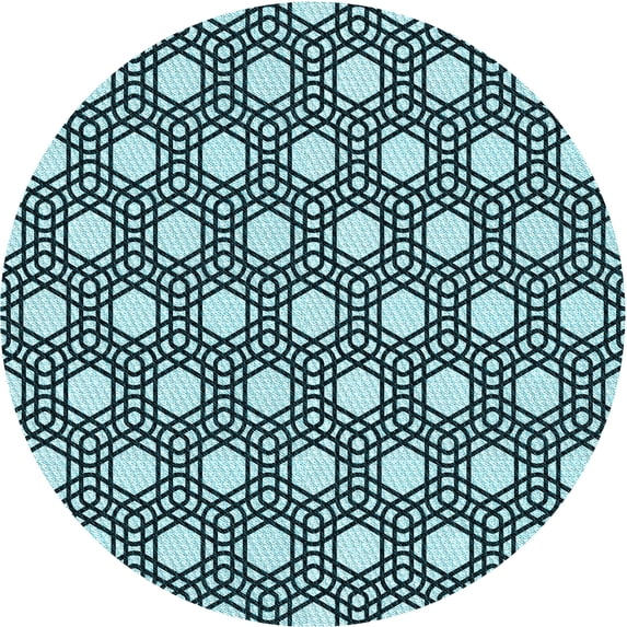 Ahgly Company Machine Washable Indoor Round Transitional Blue Lagoon Blue Area Rugs, 8' Round