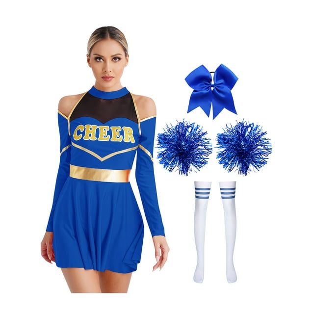 iiniim Uniforme Sportif de Cheerleading Classique de Lycée pour Femmes Cheerio Robe Fantaisie Bleu Royal B m